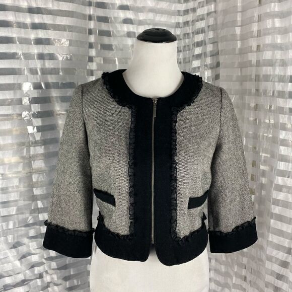 F21 Wool Blend Crop Zip Up Jacket - Picture 1 of 6